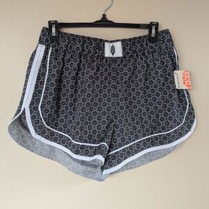 NWT! FP Movement Free People Varsity Blues Printed Shorts, Stardust Geo Black, L